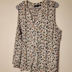 Apt 9 2x Cream Pastel Bird Blouse- gently Worn